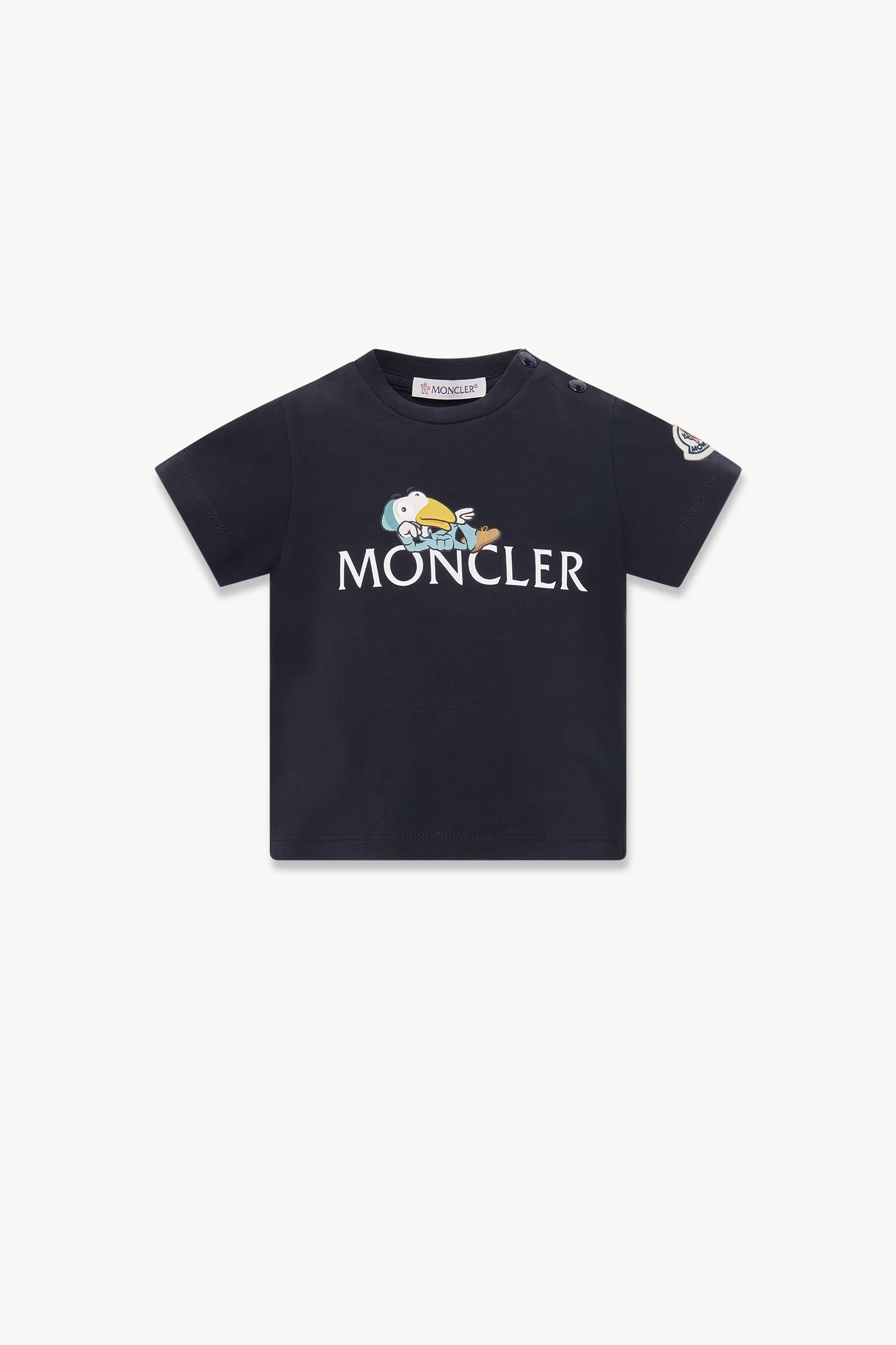 Duck Logo Cotton T-Shirt Boy Navy Blue Moncler 0